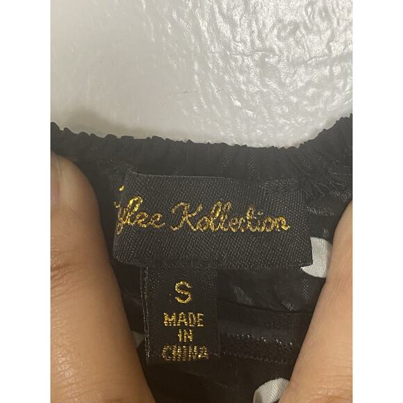 Kaylee Collection Black Polkadot Off Shoulder Long Sleeves Tube Top Tie Front S - Picture 8 of 10